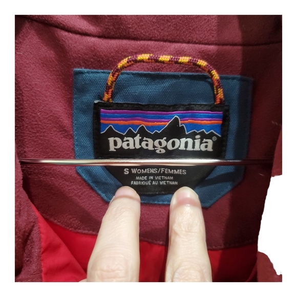 Patagonia womens Bivy Jacket Size Small S down Puffer Aqua Red EUC - Picture 3 of 6